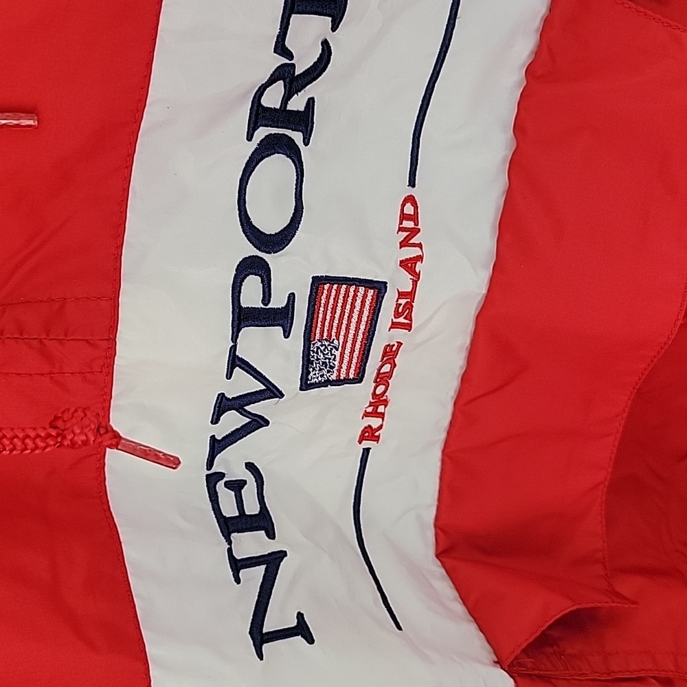 Bailey T's Red Newport Windbreaker Bungee Waist Side Zip Kangroo Pocket - Picture 6 of 12